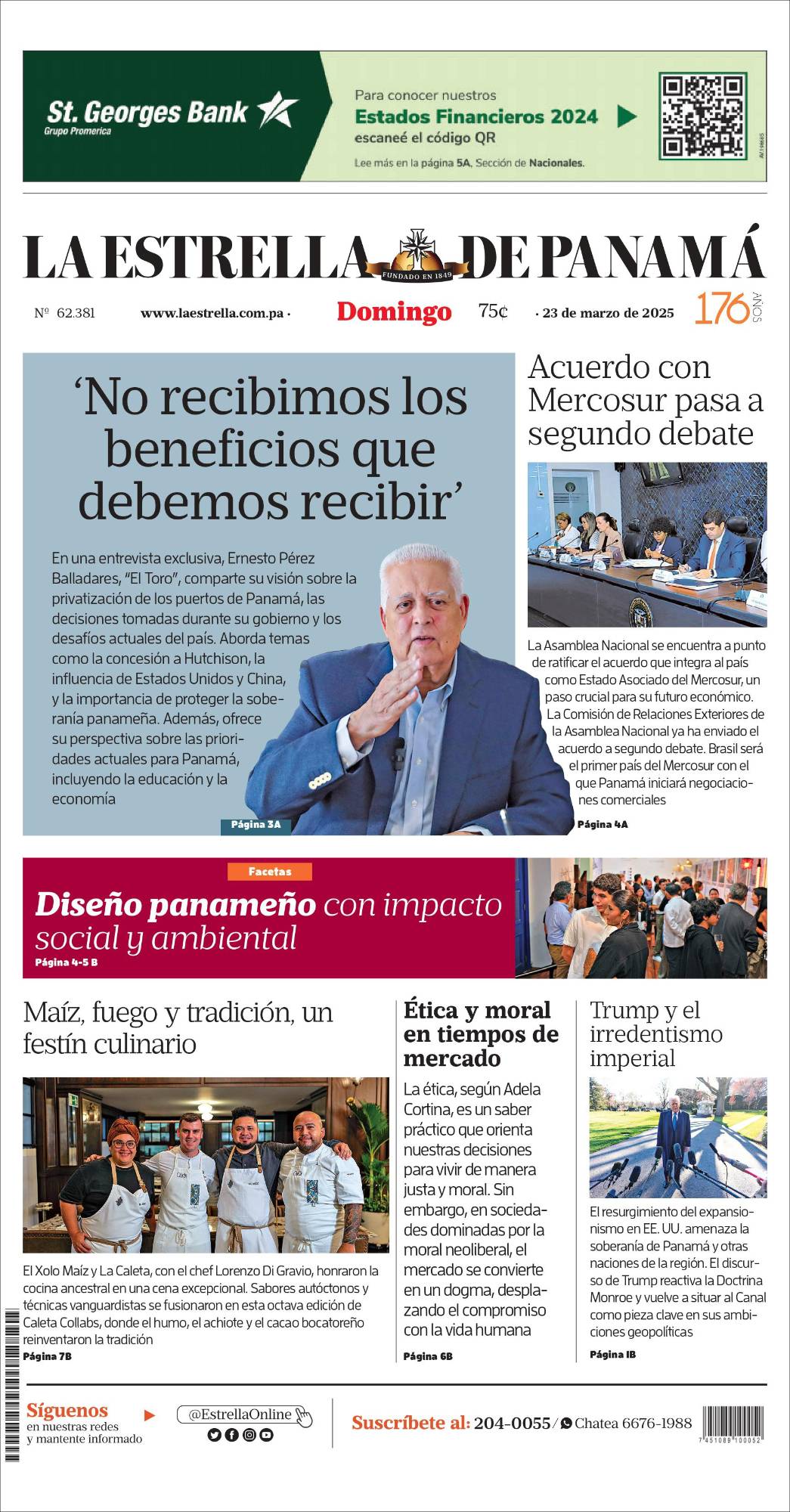 Portada del impreso del 23 de marzo de 2025