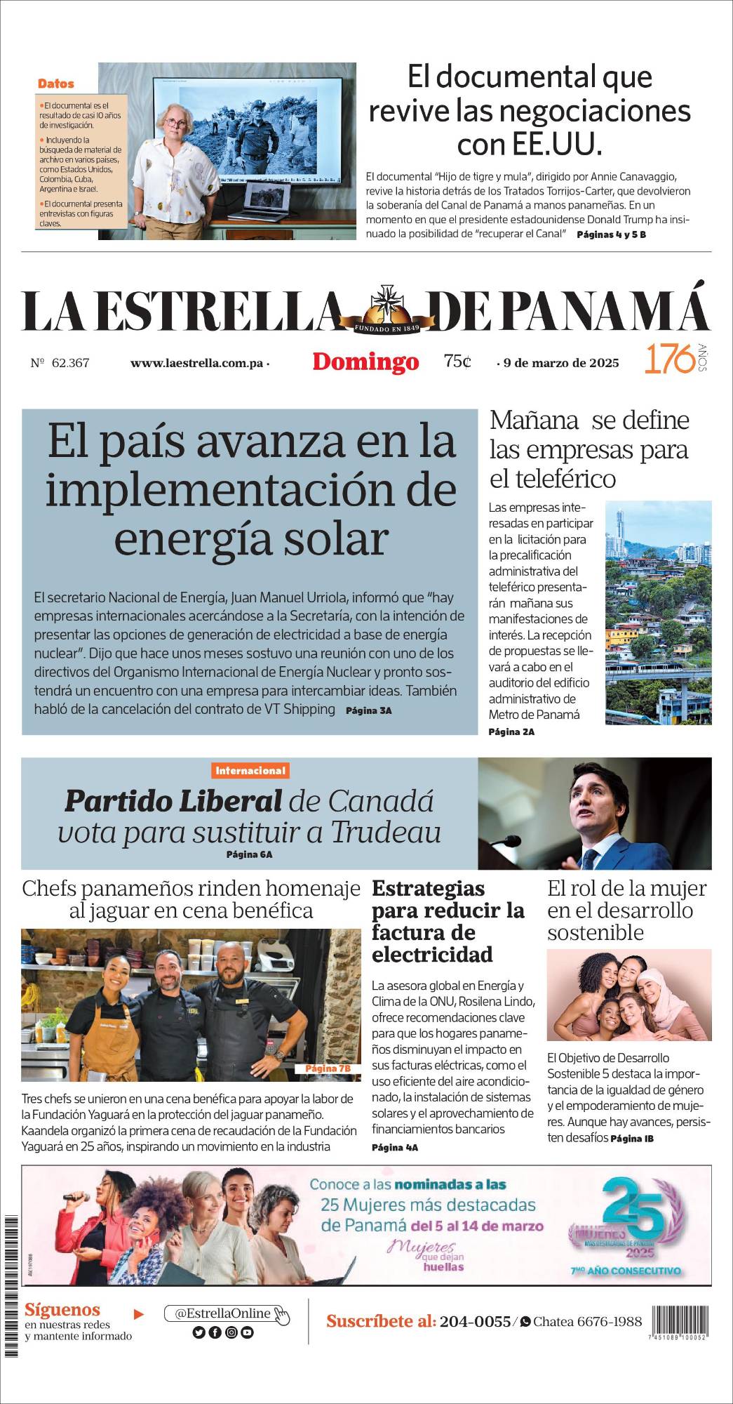 Portada del impreso del 9 de marzo de 2025