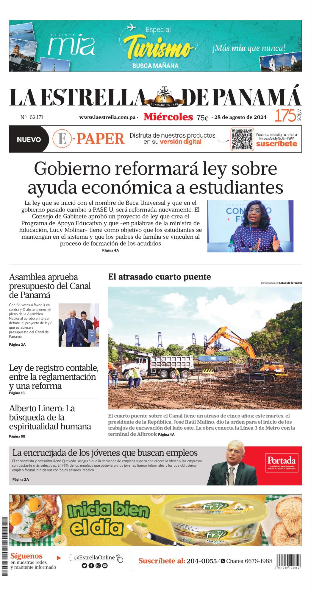 Portada del impreso del 28 de agosto de 2024