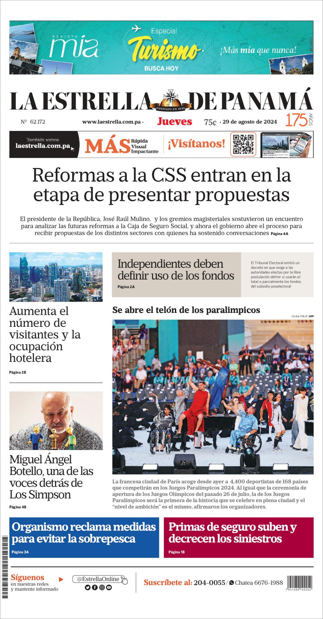 Portada del impreso del 29 de agosto de 2024