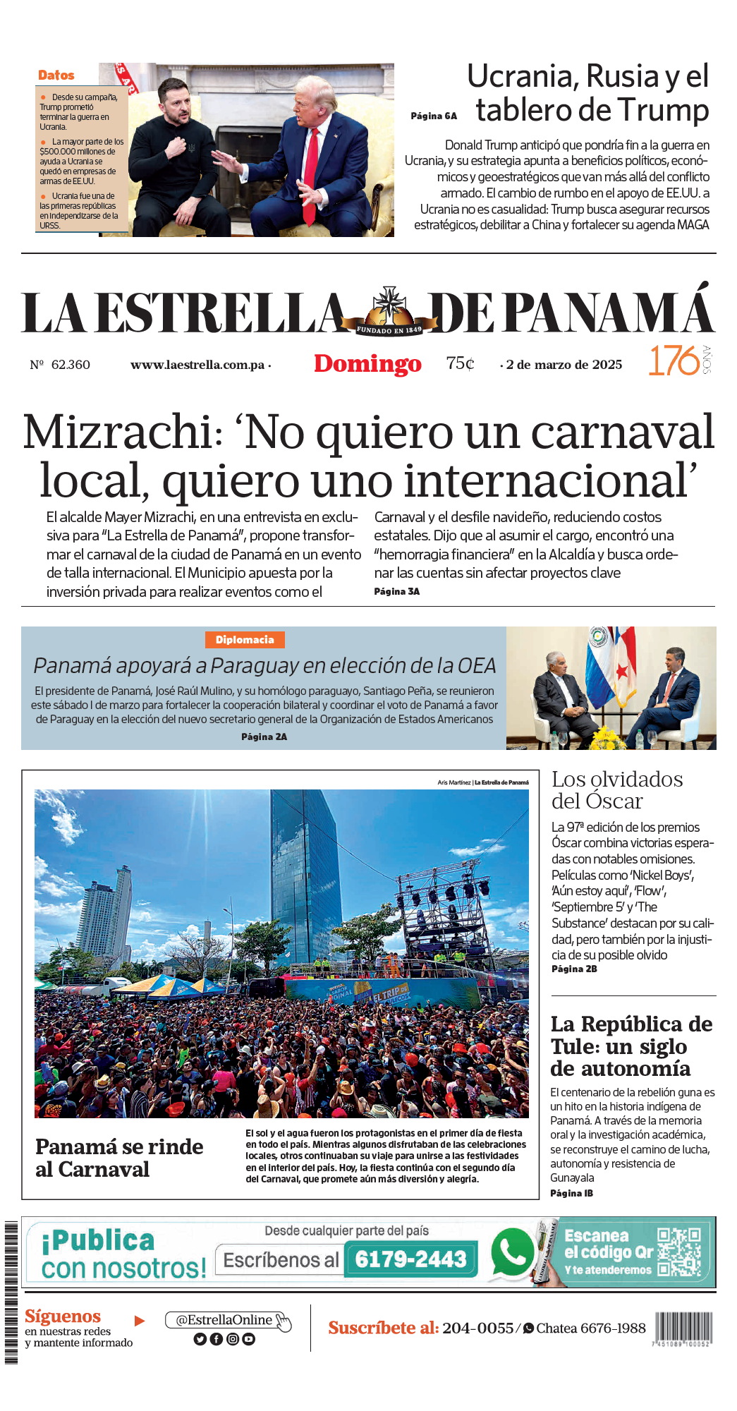 Portada del impreso del 2 de marzo de 2025