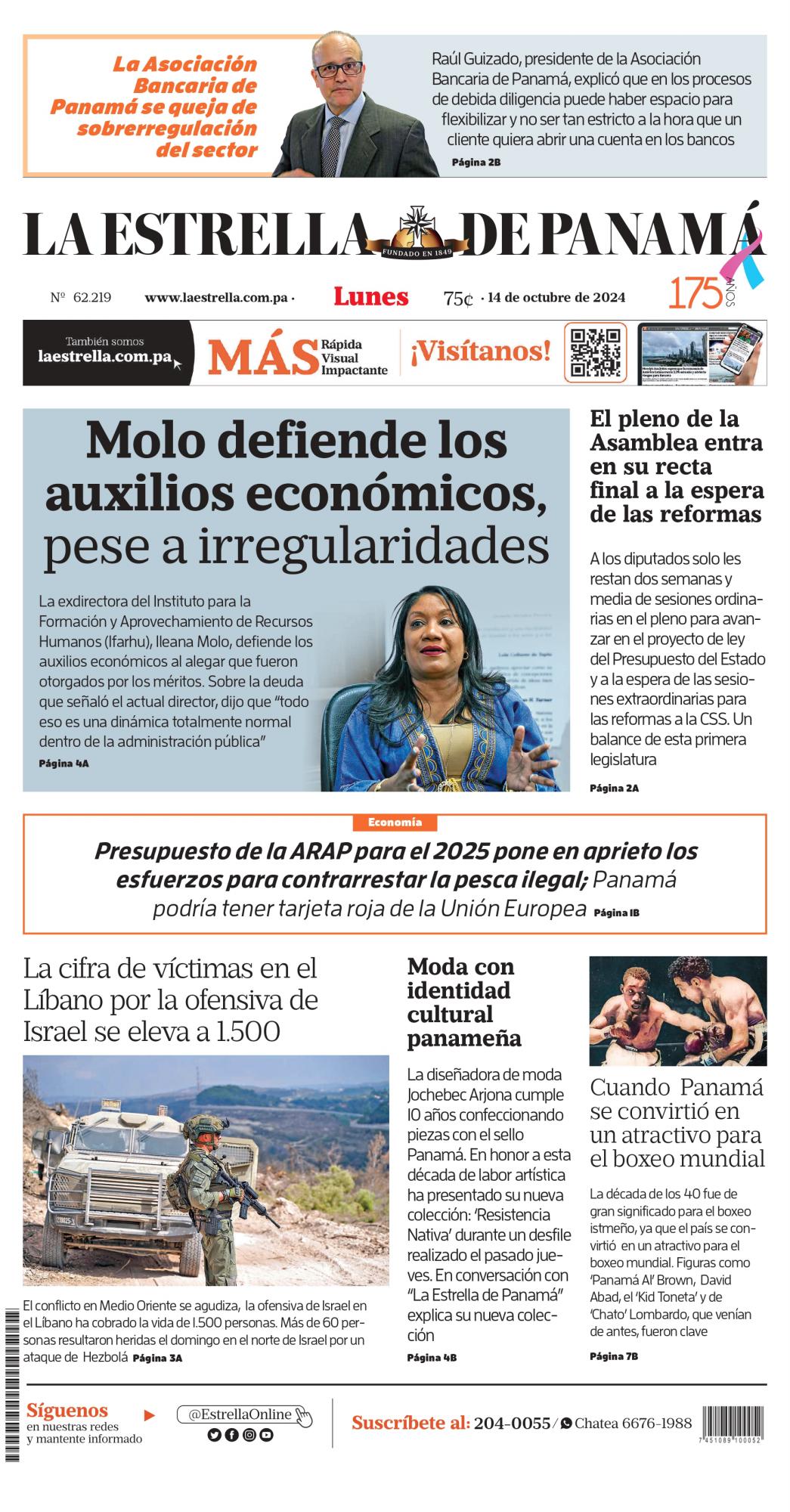 Portada del impreso del 14 de octubre de 2024