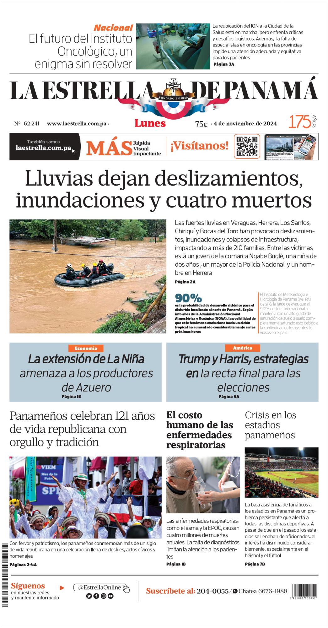 Portada del impreso del 4 de noviembre de 2024