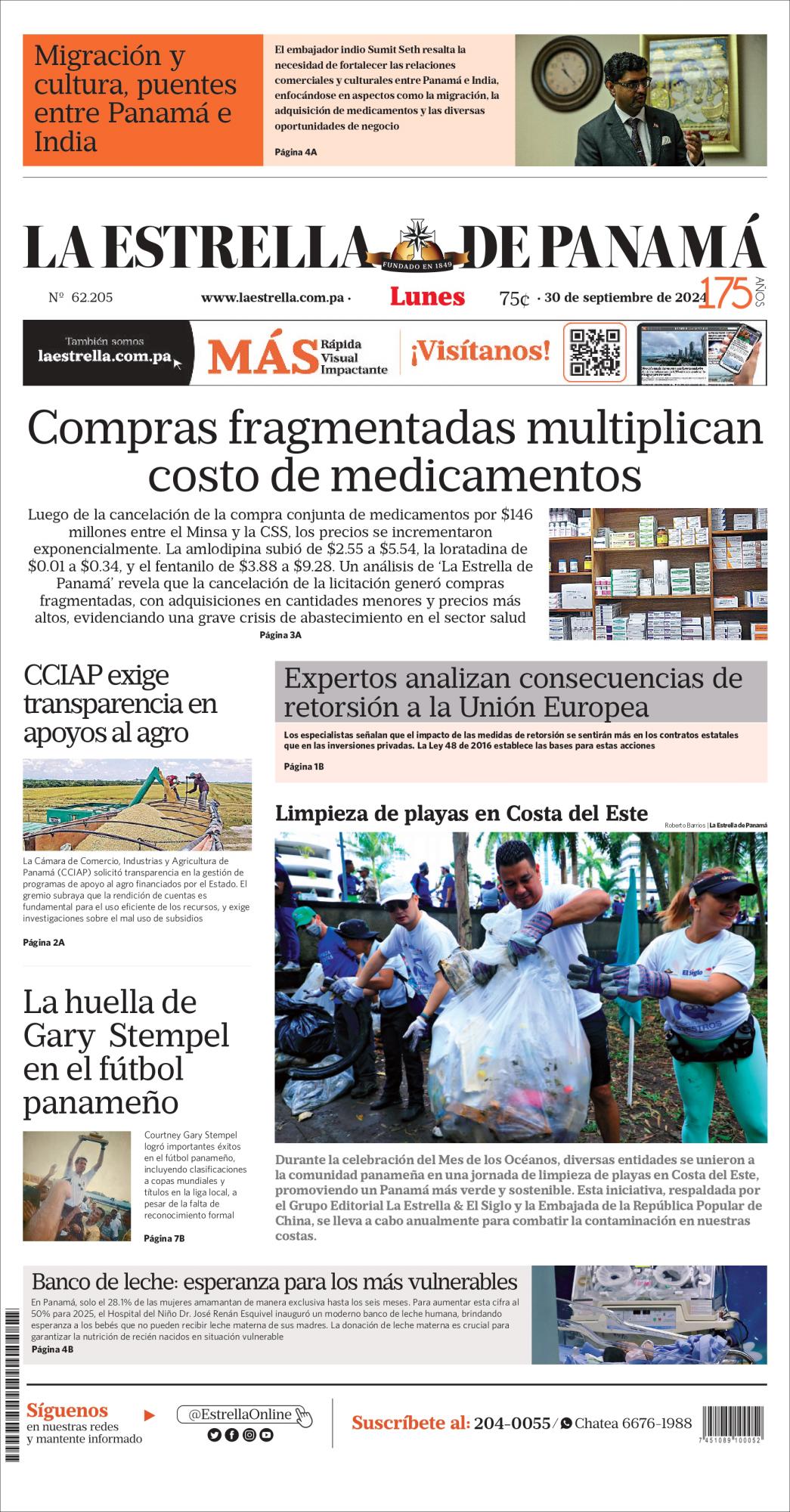 Portada del impreso del 30 de septiembre de 2024