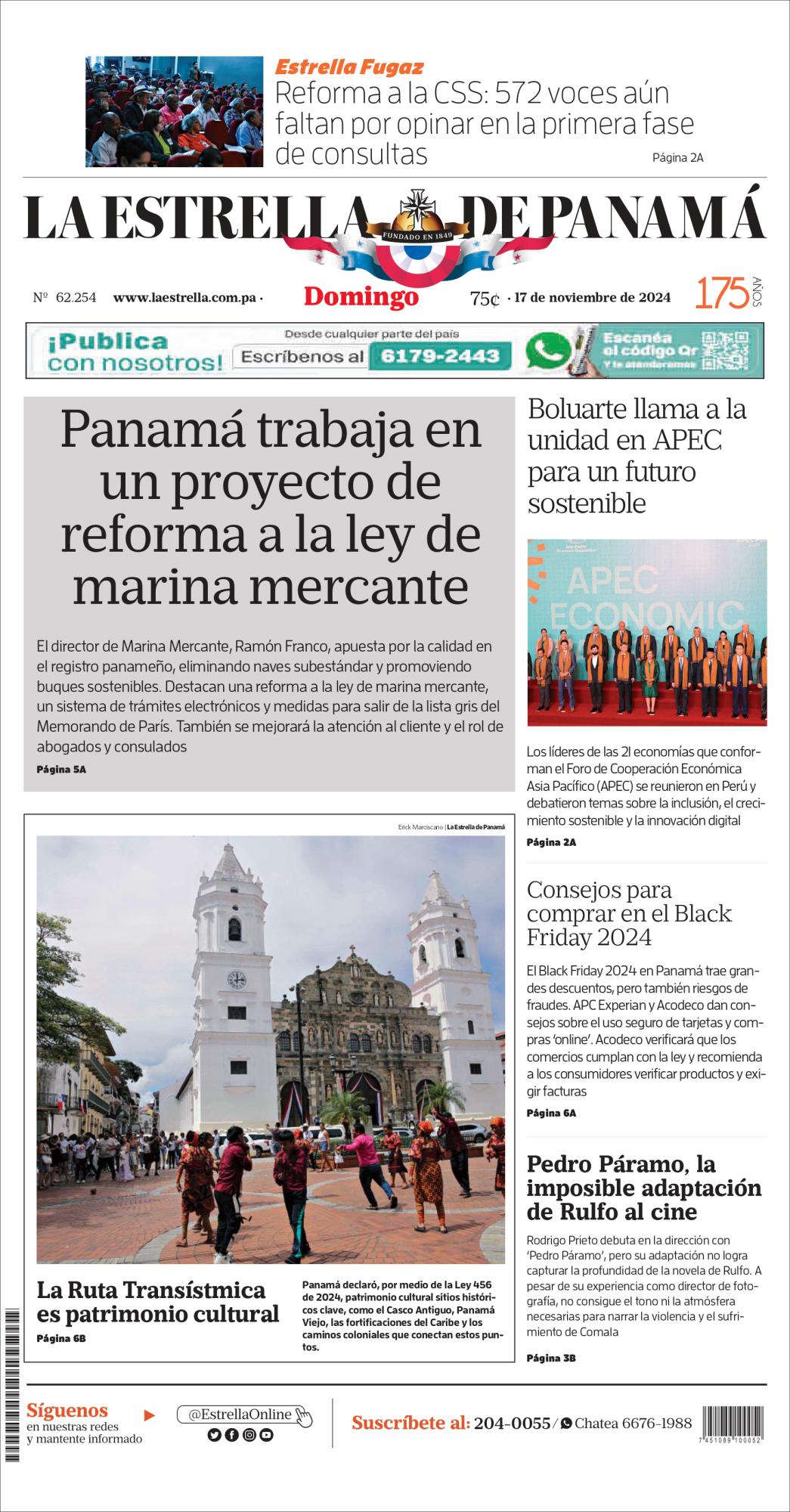 Portada del impreso del 17 de noviembre de 2024