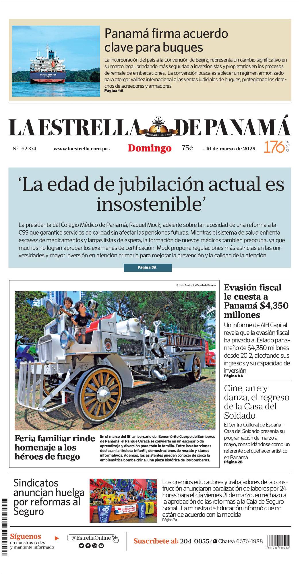 Portada del impreso del 16 de marzo de 2025