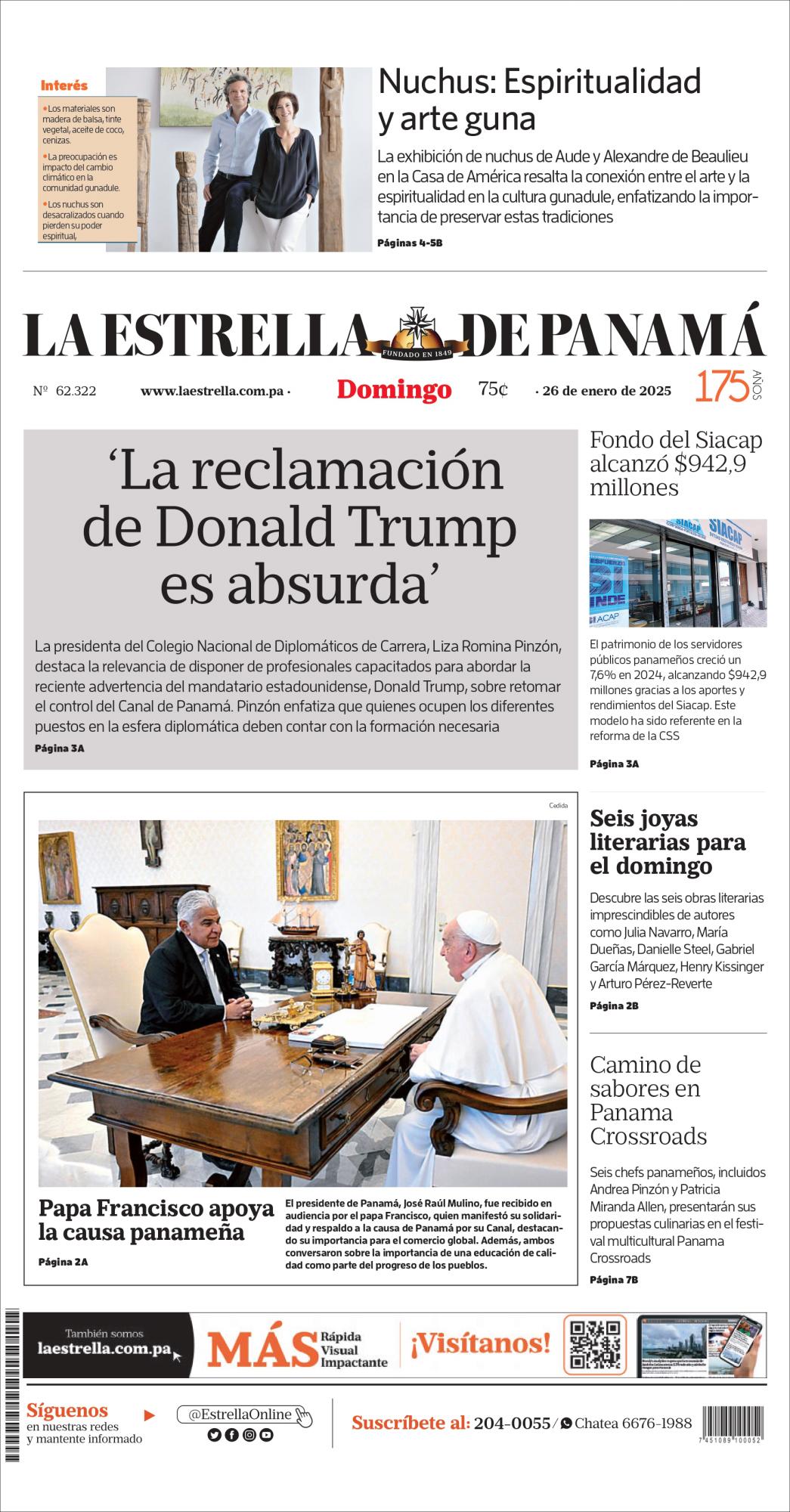 Portada del impreso del 26 de enero de 2025