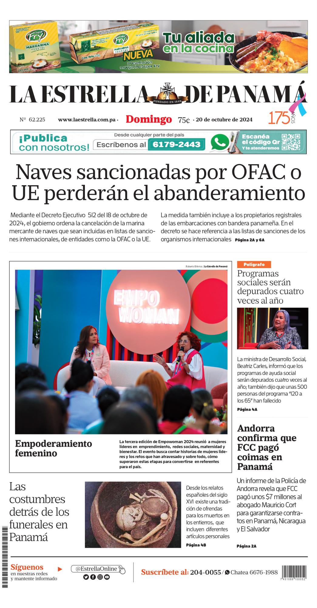 Portada del impreso del 20 de octubre de 2024