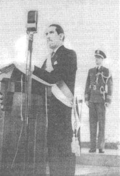 Presidente electo en 1968, Arnulfo Arias Madrid, dando discurso en su toma de posesión.