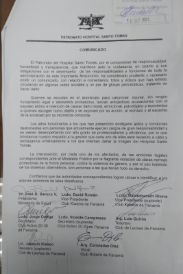 Comunicado del Patronato HST,