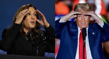 Combo de fotografías donde se observa a la vicepresidenta y candidata demócrata a la presidencia de los Estados Unidos, Kamala Harris, y al expresidente (2017-2021) y candidato republicano a la presidencia, Donald Trump.