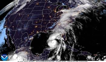 Imagen del avance del huracán Helene.