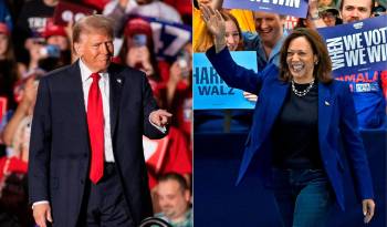 Donald Trump (I) y Kamala Harris (D) durante la campaa electoral.