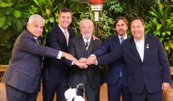 Mulino sostuvo una reunión bilateral con sus homólogos de Brasil, Luiz Inácio Lula da Silva; Uruguay, Luis Lacalle; Paraguay, Santiago Peña y Luis Arce Catacora, Bolivia.