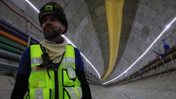 Vista del tunel dentro de la Línea 3 del Metro de Panamá.