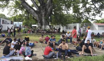 Migrantes en un refugio de Chiapas, México.