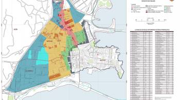 Plano de propuesta de Zona de Amortiguamiento del Casco Antiguo de la ciudad de Panamá. Alcaldía de Panamá, Planificación Urbana 2014-2019.