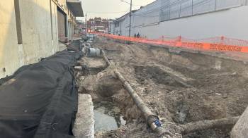 Vista actual sobre excavación en el barrio chino, ciudad de Panamá.