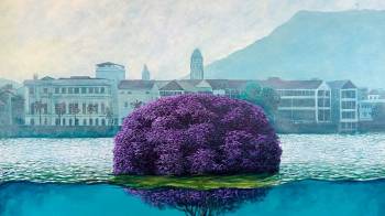 Árbol Jacarandá en San Felipe Acrílico sobre tela 36”x48”.