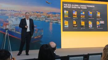 John Pearson, CEO de DHL Express, durante la presentación del informe de Colectividad Global 2024.