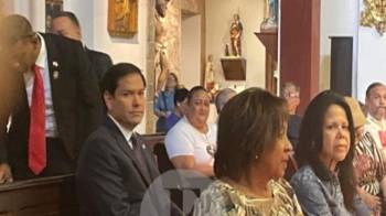 Rubio asistió a la misa de las 8:00 a.m. en la iglesia de La Merced, en el Casco Antiguo.