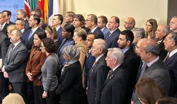 Alfaro estuvo presente en la lectura de la declaración en apoyo del personal humanitario de la ONU.