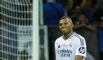 El delantero francés del Real Madrid Kylian Mbappé durante la Supercopa de Europa.