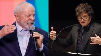 En la imagen se ve a los presidentes Luiz Inácio ‘Lula’ da Silva, de Brasil (Izq.) y de Argentina, Javier Milei.