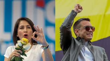 Combo de fotografías de archivo de la candidata presidencial del correísmo, Luisa González (i), y el presidente de Ecuador, Daniel Noboa.