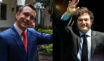 Combo de fotografías del presidente de Ecuador, Daniel Noboa (izq.), y el presidente de Argentina, Javier Milei.