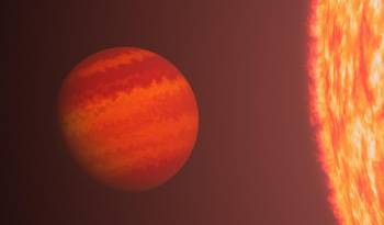 Dibujo del exoplaneta apodado Fénix por su capacidad para sobrevivir a la intensa radiación de una estrella gigante roja.