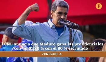 El CNE anuncia que Maduro gana las presidenciales con un 51,20 % con el 80 % escrutado