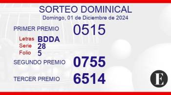 Sorteo de oro dominical del 1 de diciembre de 2024