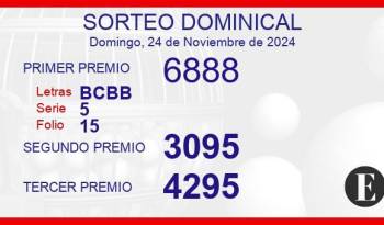 Sorteo de oro dominical de 24 de noviembre de 2024