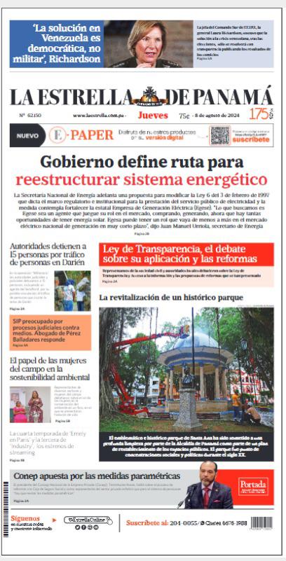 Portada del impreso del 8 de agosto de 2024