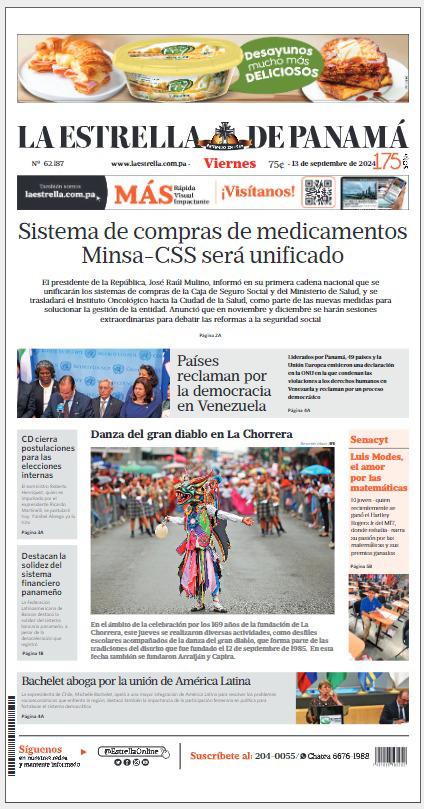 Portada del impreso del 13 de septiembre de 2024