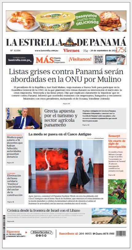 Portada del impreso del 20 de septiembre de 2024