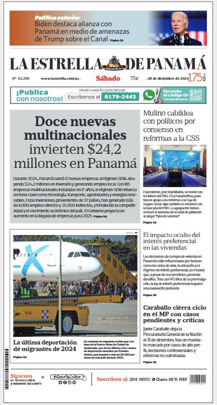 Portada del impreso del 28 de diciembre de 2024