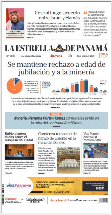 Portada del impreso del 16 de enero de 2025