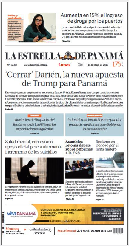 Portada del impreso del 13 de enero de 2025