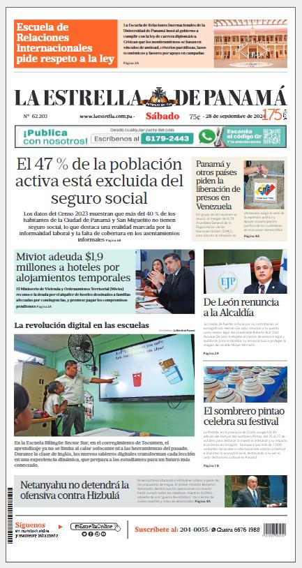 Portada del impreso del 28 de septiembre de 2024