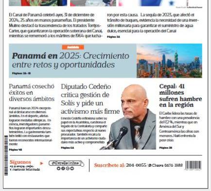 Portada del impreso del 1 de enero de 2025