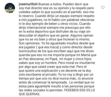 El mánager de Panamá Metro, José Murillo, responde a la suspensión a cinco partidos