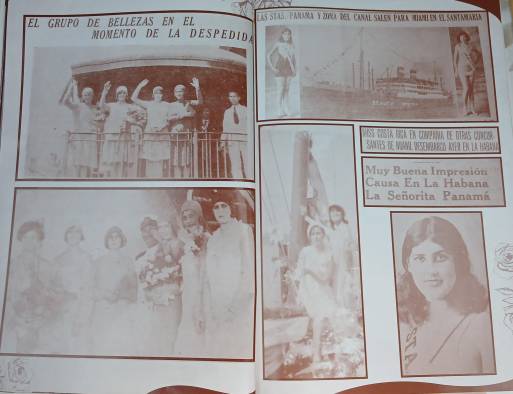 Miss Panamá 1930 interactuando con las ganadoras de paises vecinos.