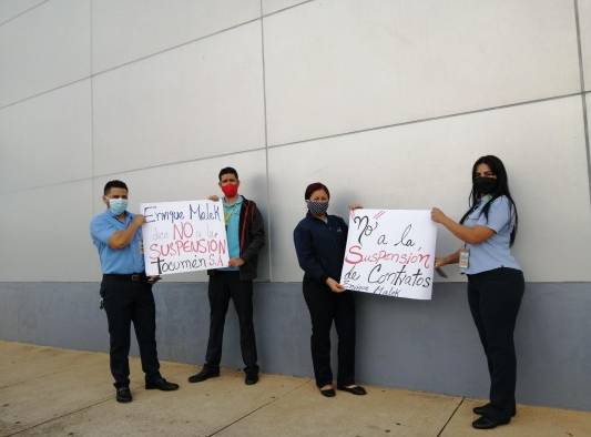 Trabajadores aeroportuarios de Enrique Malek, en David, provincia de Chiriquí.