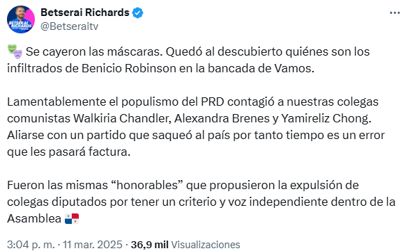 La posición del diputado Richards tras el conflicto.