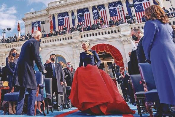 La cantante estadounidense Lady Gaga, a su llegada al Capitolio.