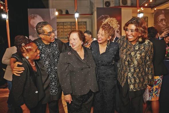 Katherine Russell, Danilo Pérez, la embajadora Mari Carmen Aponte, Erika Ender y Olga Sinclair