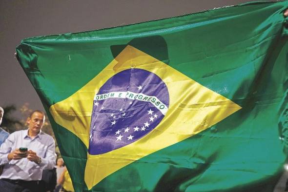 La bandera de Brasil, durante una manifestación, en una fotografía de archivo.