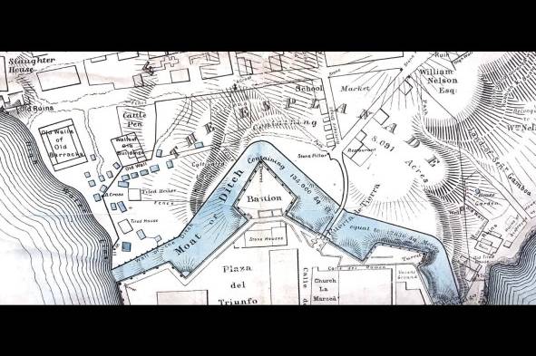 Detalle de “Map of the Isthmus Representing the Line of the Panamá Railroad”, por Thomas Harrison, 1857.